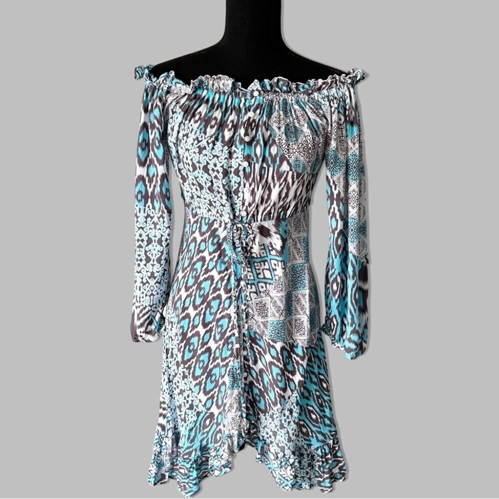 Runaway Child Off The Shoulder Ruffle Hem Boho Dress